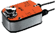 The actuator moves the damper to the operating position at the same time as tensioning the return spring. The damper is turned back to the safety position by spring energy when the supply voltage is interrupted.