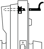 6. Insert the spanner wrench to engage the combination change sleeve.  7.    Turn the spanner wrench clockwise to the vertical (stop) position — a slight click should be felt as each button is pressed.  8. Turn the spanner wrench counterclockwise to the      vertical (stop) position.  9. Remove the spanner wrench.  10. Turn the outside lever once to the stop position then release — the latch should not retract.  11. Enter the new combination — depress buttons carefully — a slight click should be felt as each button is depressed.