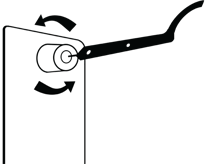 6. Insert the spanner wrench to engage the combination change sleeve.  7.    Turn the spanner wrench clockwise to the vertical (stop) position — a slight click should be felt as each button is pressed.  8. Turn the spanner wrench counterclockwise to the      vertical (stop) position.  9. Remove the spanner wrench.  10. Turn the outside lever once to the stop position then release — the latch should not retract.  11. Enter the new combination — depress buttons carefully — a slight click should be felt as each button is depressed.